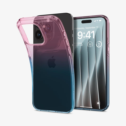 ACS06557 - iPhone 15 Pro Max Case Liquid Crystal in crystal clear showing the back